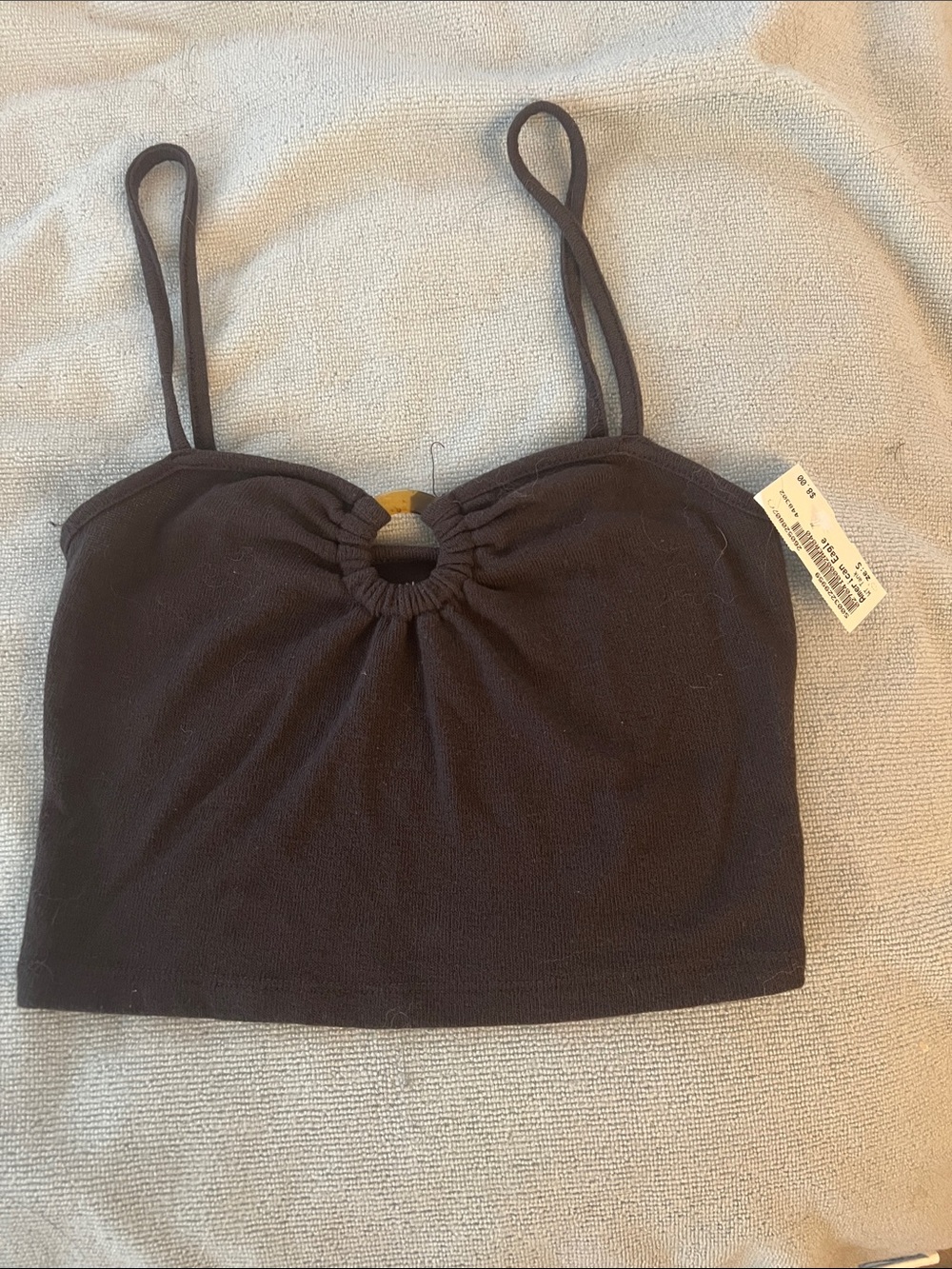 American Eagle Outfitters Black Ring-Front Cropped Cami